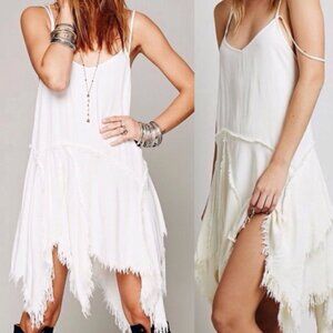 Intimately Free People Solid White Swing Dress Sleeveless Textured Size Small